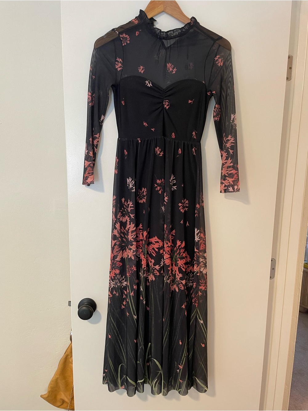 Ted Baker London Black Maxi Dress with Pink Floral Print